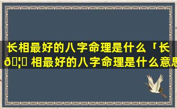 长相最好的八字命理是什么「长 🦅 相最好的八字命理是什么意思」